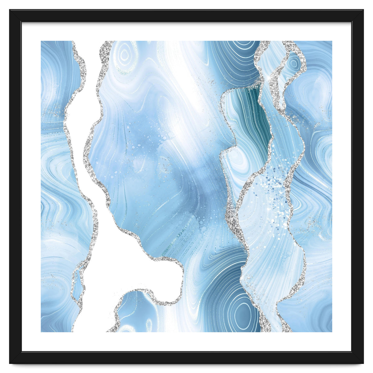 Blue & Silver Agate Glitter Texture 05