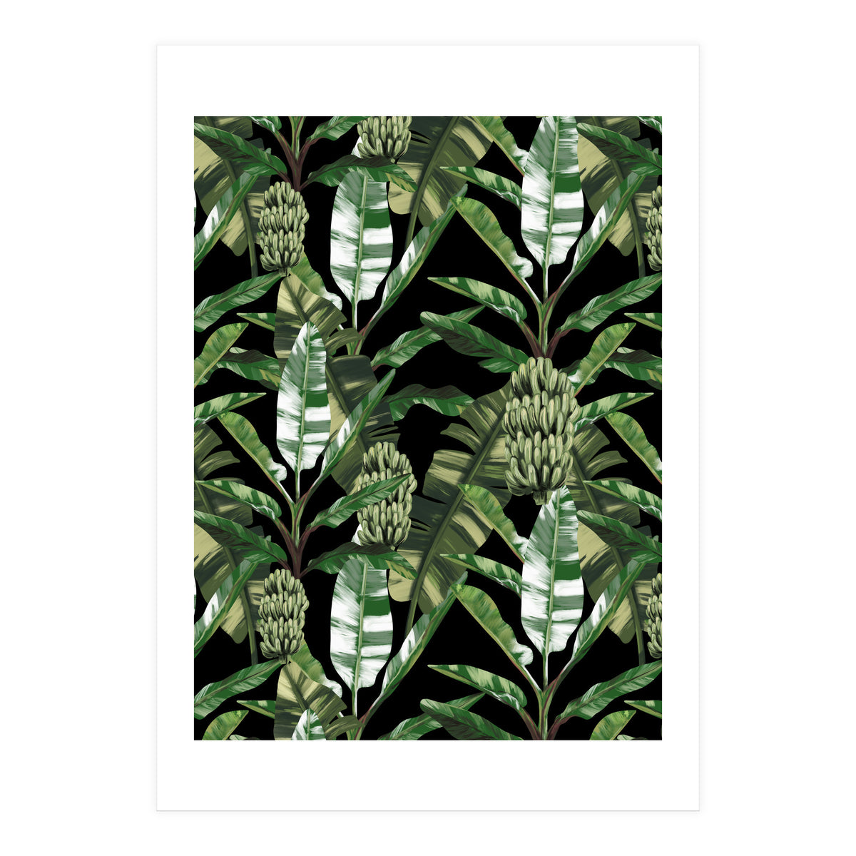 Banano Leaves Dark Jungle (Print Only)
