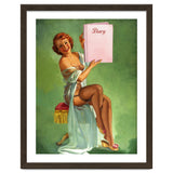 Pinup Girl Posing With Her Big Diary Book thumbnail
