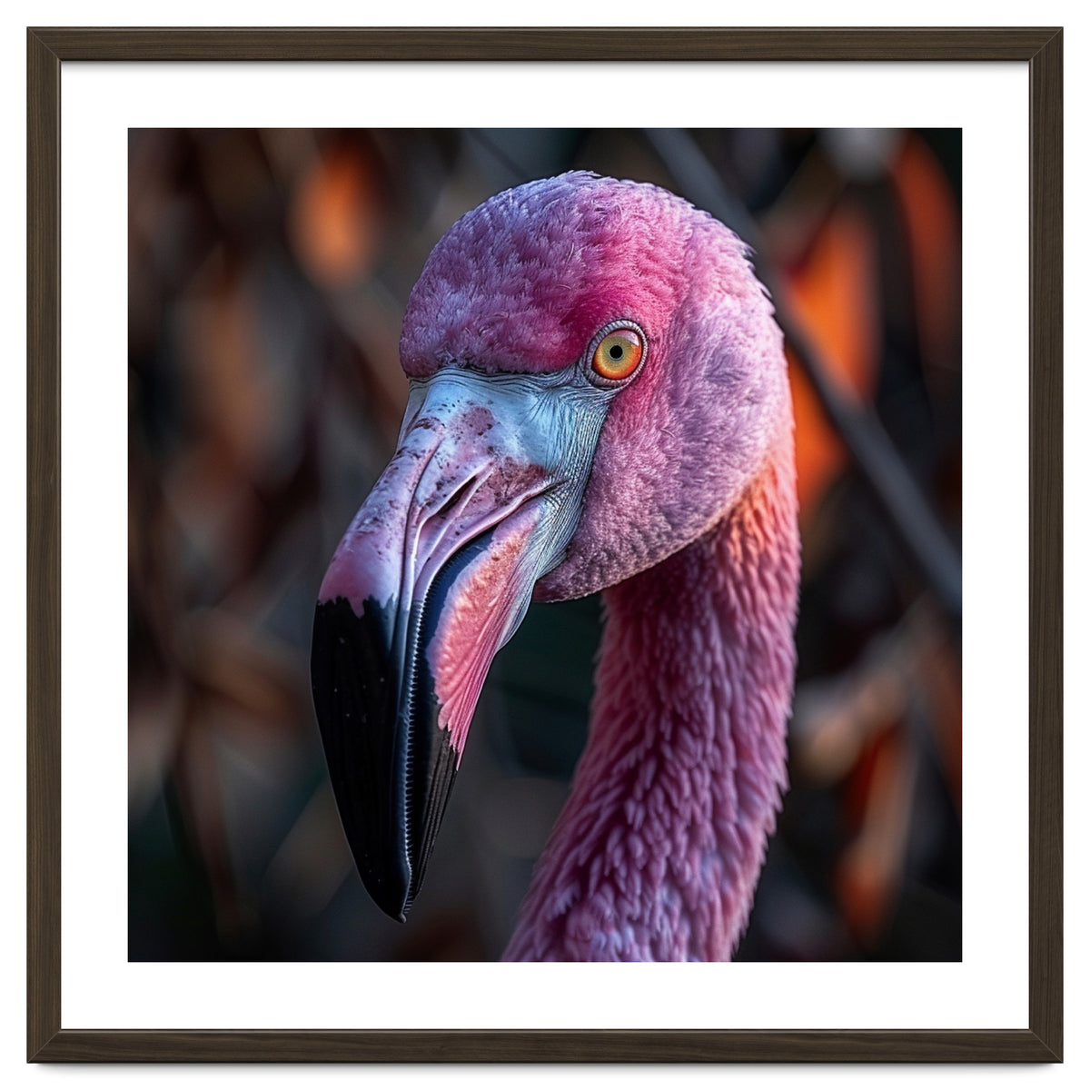 Close Up Of A Pink Flamingo Bird Face