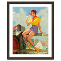Pinup Girl On A Fence Showing A Love Letter