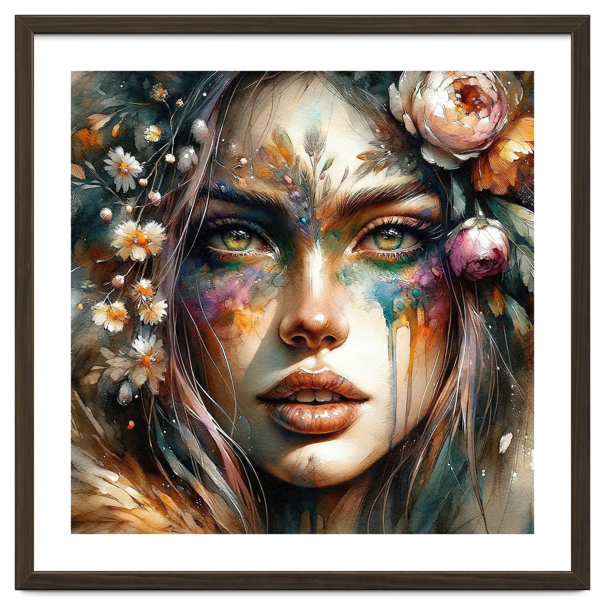 Floral Forest Druid Woman Portrait