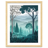 Vibrant Silhouettes in the Misty Teal Highlands thumbnail