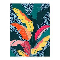 Teal & Tangerine, Botanical Nature Jungle Plants, Maximalism Eclectic Pop Of Color, Tropical Banana Leaves Bohemian Contemporary (Print Only)