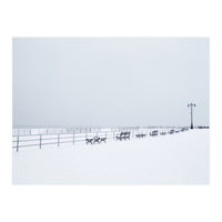 Benches along the pier on snow beach (Print Only)