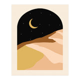 Desert Nights, Modern Bohemian Travel Sand Dunes, Eclectic Moon Stars Vintage Arc, Pastel Building Nature Landscape (Print Only) thumbnail