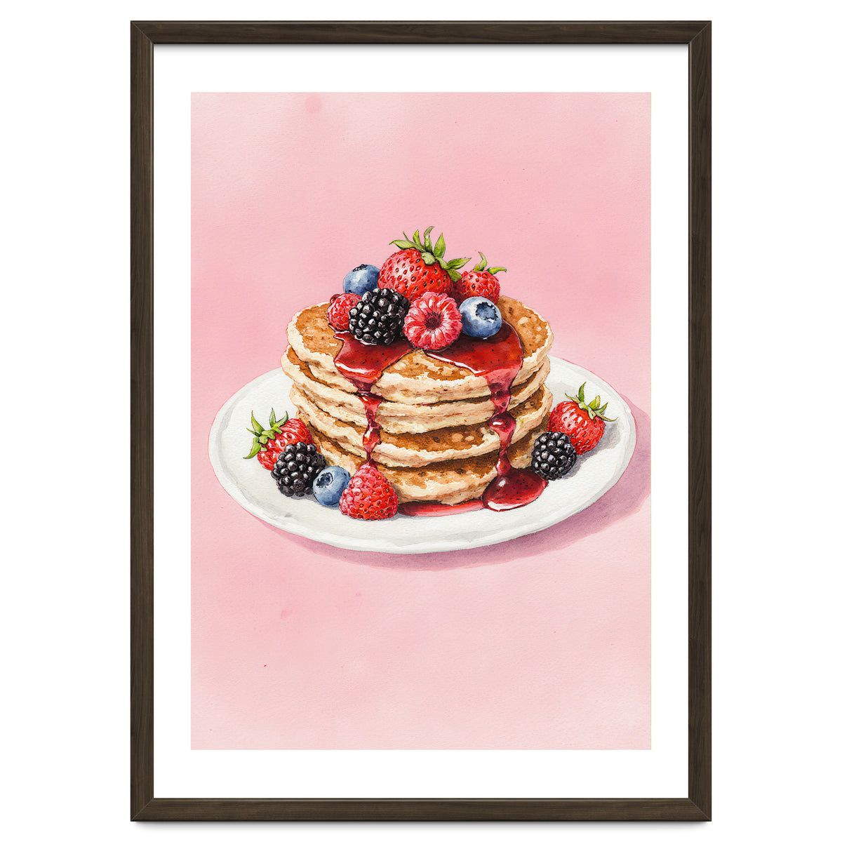 Berry Pancakes – Watercolor Breakfast Food