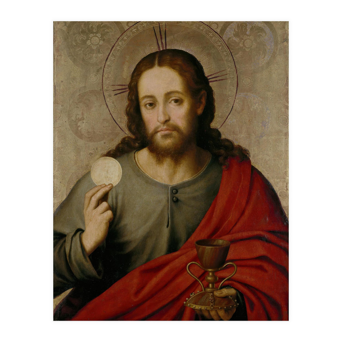 Juan de Juanes / 'The Saviour', 1545-1550, Spanish School, Oil on panel, 73 cm x 49 cm, P00845. (Print Only)
