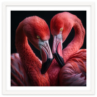 Two Flamingos Together