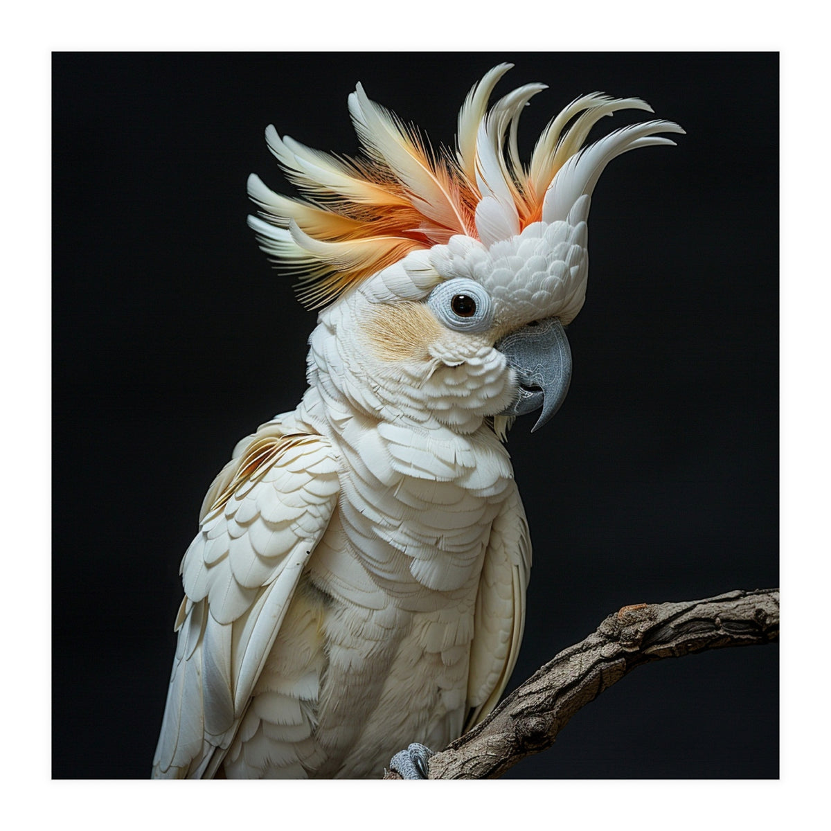 White Cockatoo Parrot Bird Perched On Branch (Print Only)