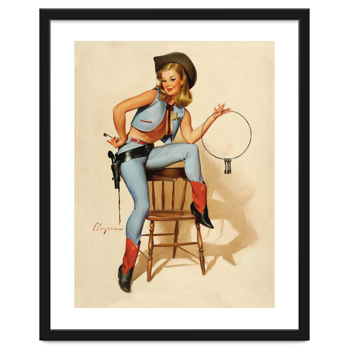 Pinup Cowgirl With A Key