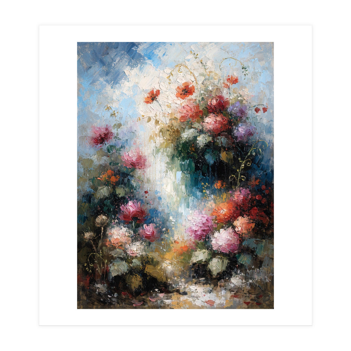 Ethereal Summer Garden Oil Painting (Print Only)