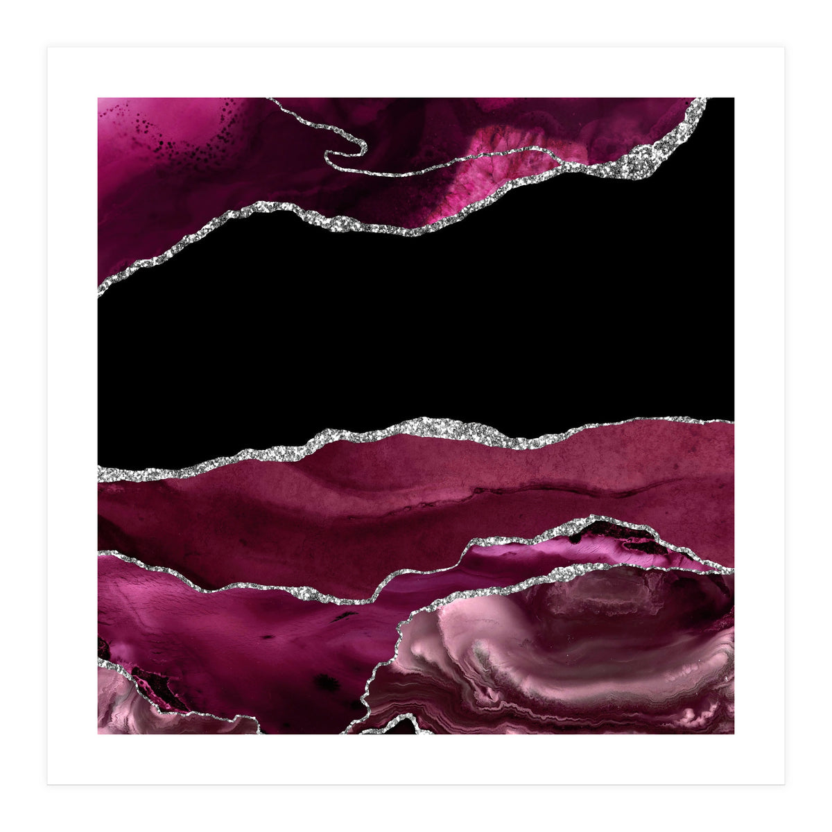 Burgundy & Silver Agate Texture 02 (Print Only)