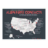 USA Map of Alien First Contacts in Movies (Print Only) thumbnail