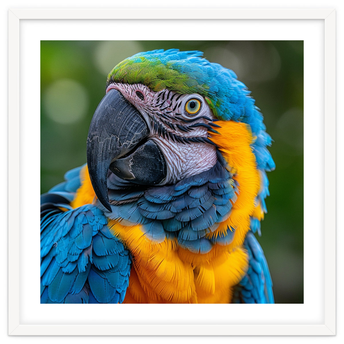 Close Up Blue And Yellow Macaw Parrot Face