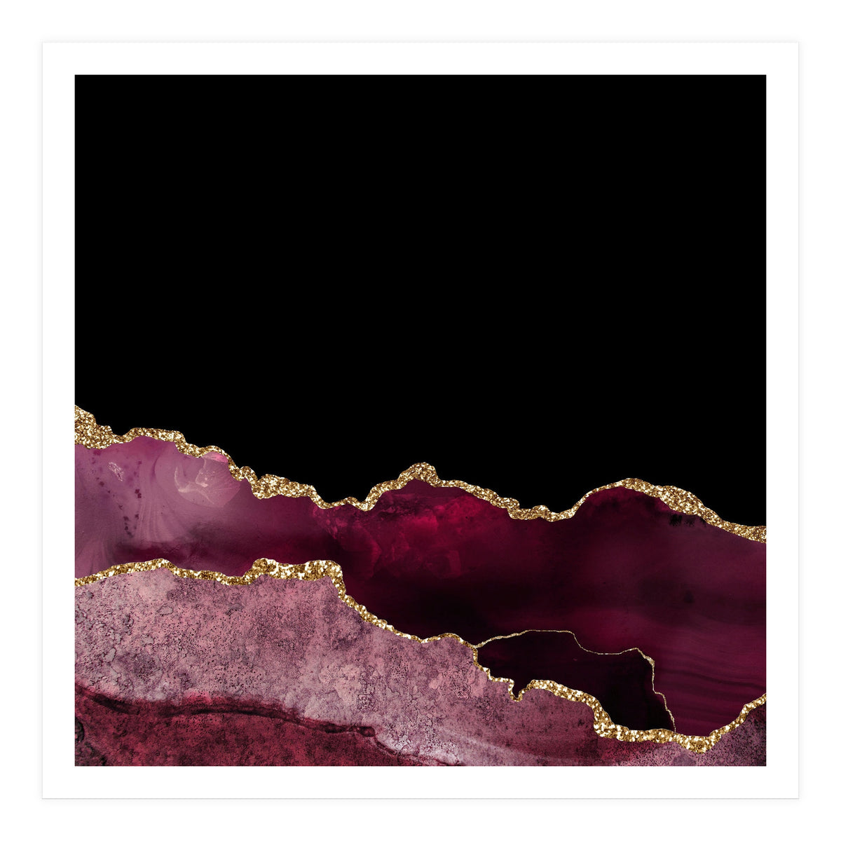 Burgundy & Gold Agate Texture 10  (Print Only)