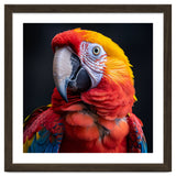 Scarlet Macaw Parrot Head Detailed Portrait Black thumbnail