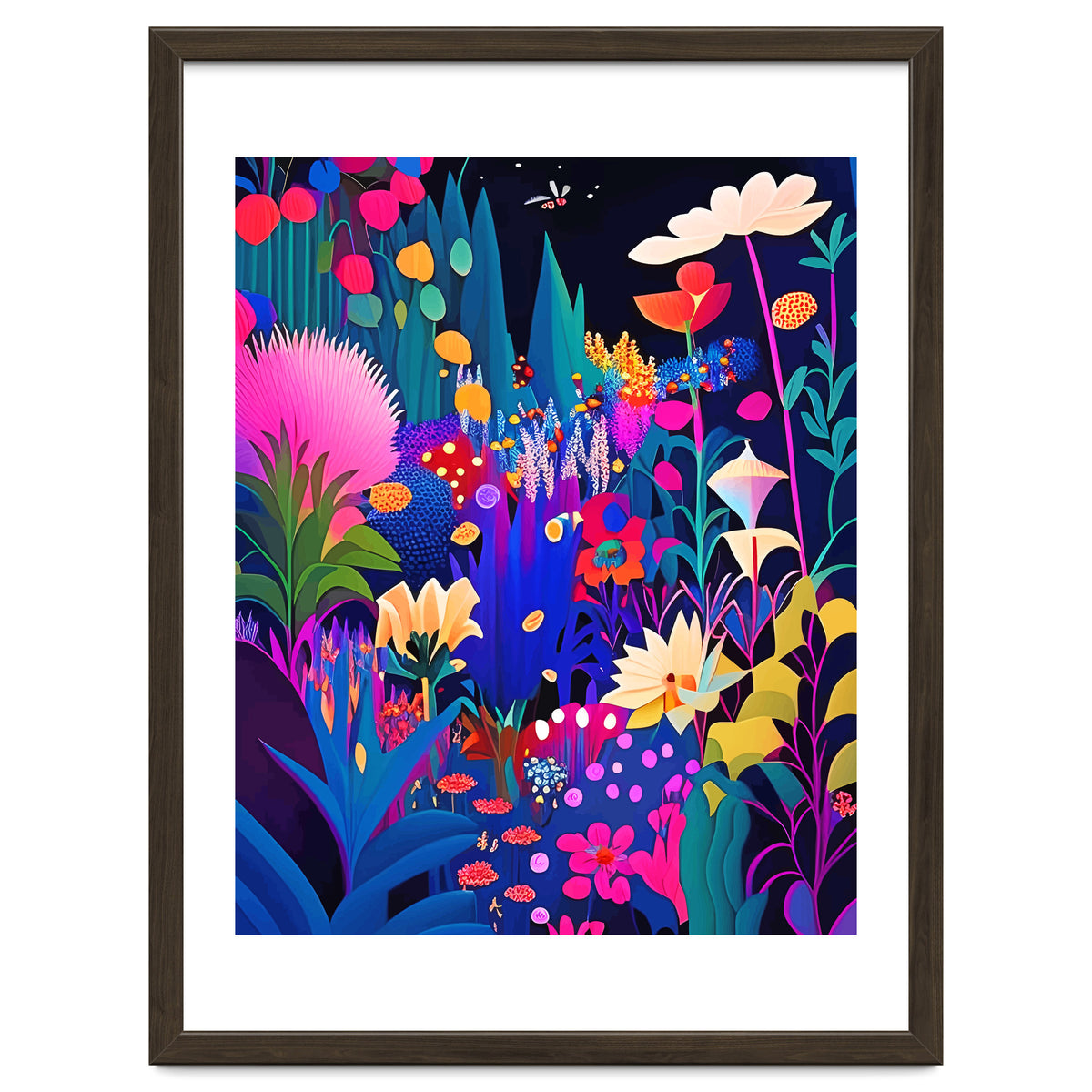 Surreal Emotions, Abstract Colorful Bold Botanical Nature Garden, Eclectic Boho Bohemian Modern Contemporary Graphic Design Painting