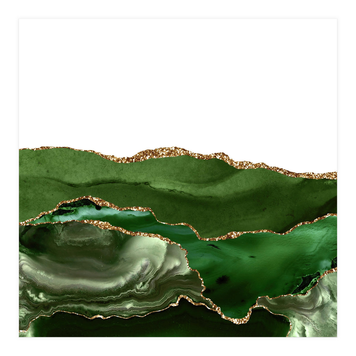 Green & Gold Agate Texture 25  (Print Only)