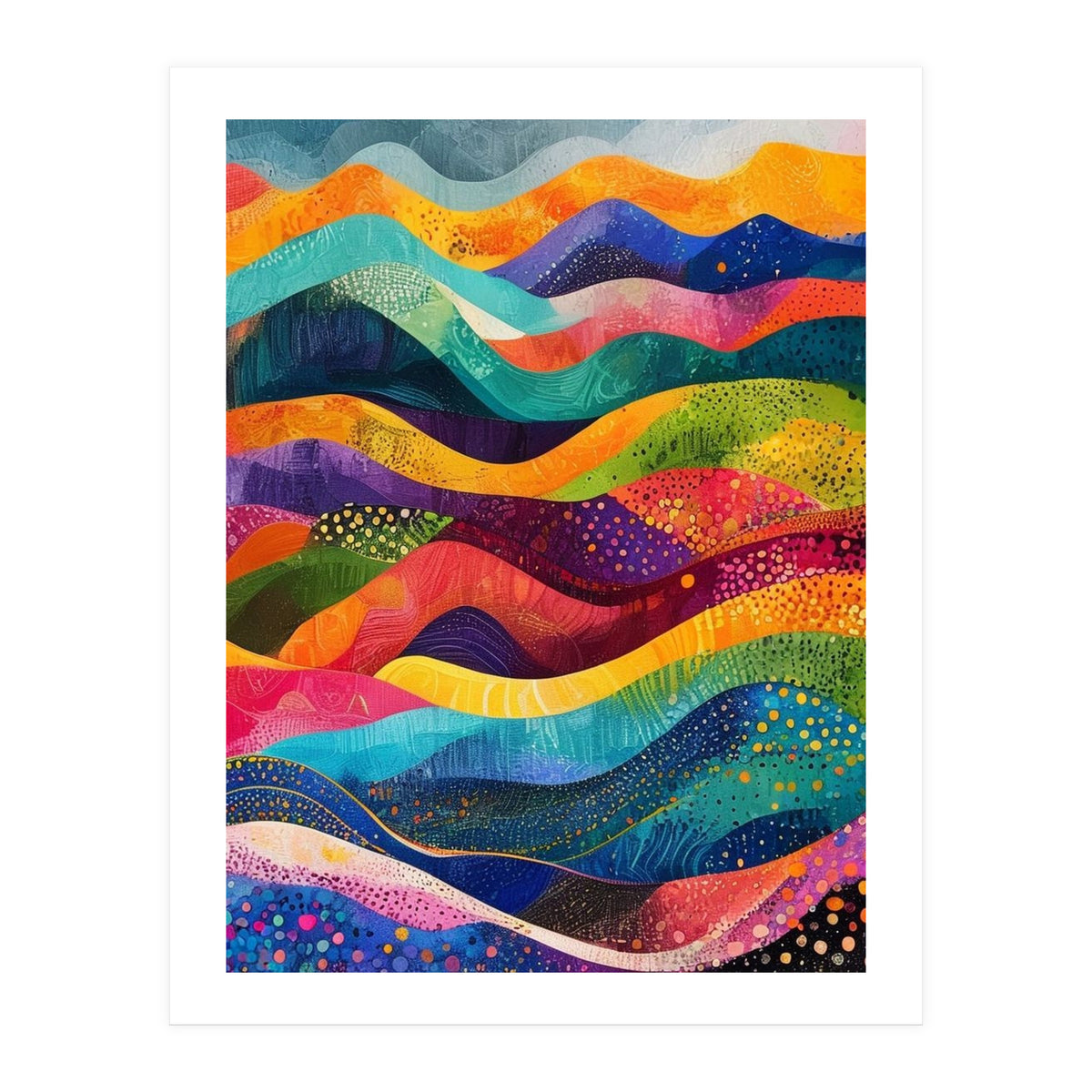 Abstract Rainbow Rolling Hills Landscape (Print Only)