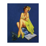 Sexy Pinup Posing With Green Towel (Print Only) thumbnail