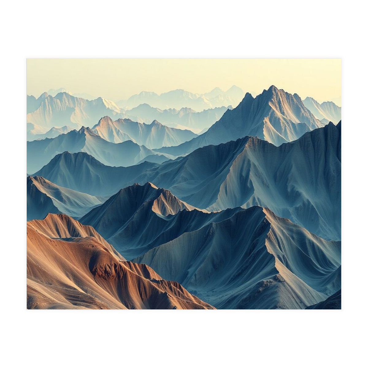 Hyper-Realistic Mountain Range Landscape Art (Print Only)