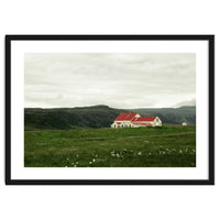 Red roof house in the greenfield - Iceland