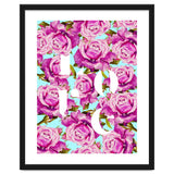 Love, Floral Typography Valentine's Graphic Design, Eclectic Modern Boho Botanical Rose Illustration thumbnail