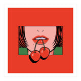 Pop Art Cherry Bold Lips With A Classic Design (Print Only) thumbnail
