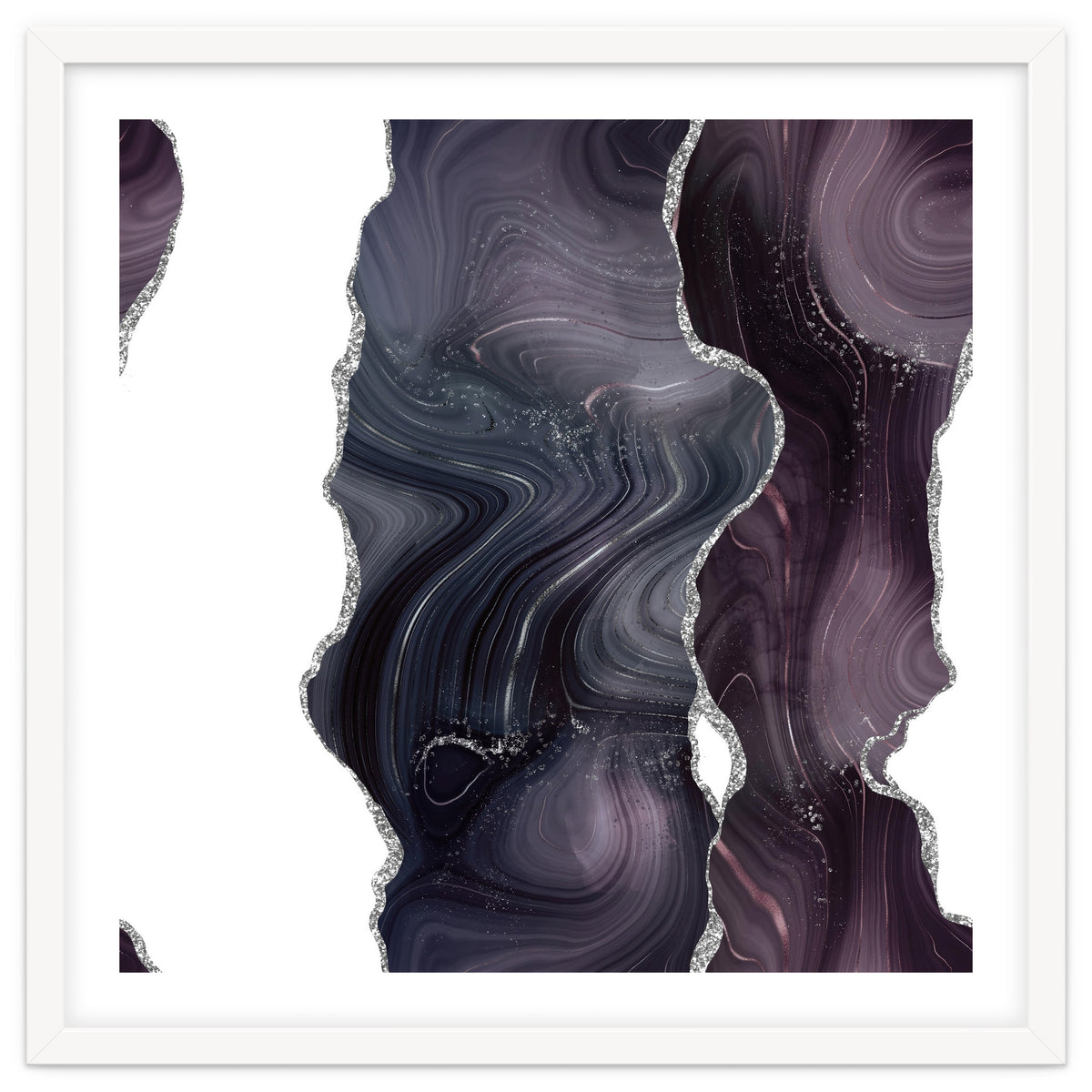 Black & Silver Glitter Agate Texture 06