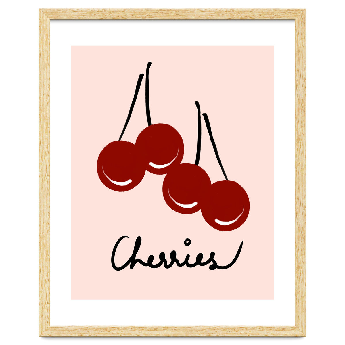 Cherries modern simple minimalistic red cute Fruit wall art