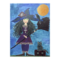 Cassandra, the Little Witch, with Merlin, the cat, and Circe, the Raven (Print Only)