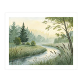 Misty Morning Riverbank: A Woodland Sanctuary (Print Only) thumbnail