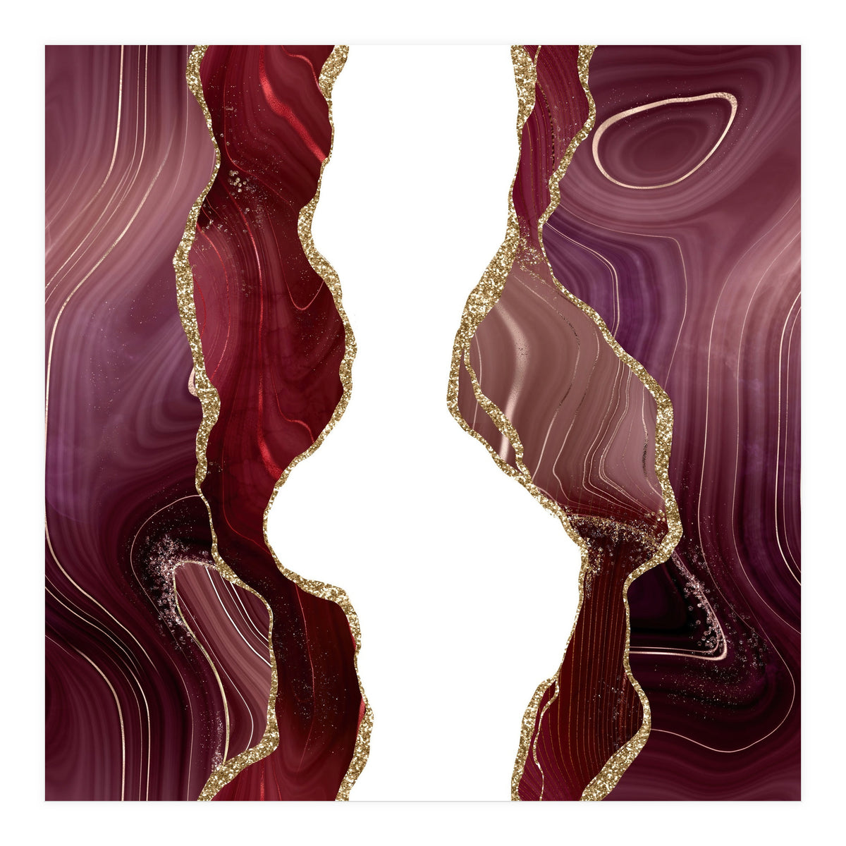 Burgundy & Gold Glitter Agate Texture 06 (Print Only)