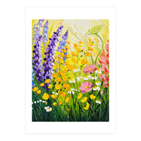 Sun-Drenched Wildflower Meadow Oil Painting (Print Only)