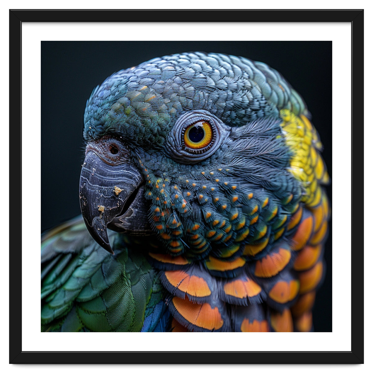 Close Up Portrait Of A Colorful Parrot's Face
