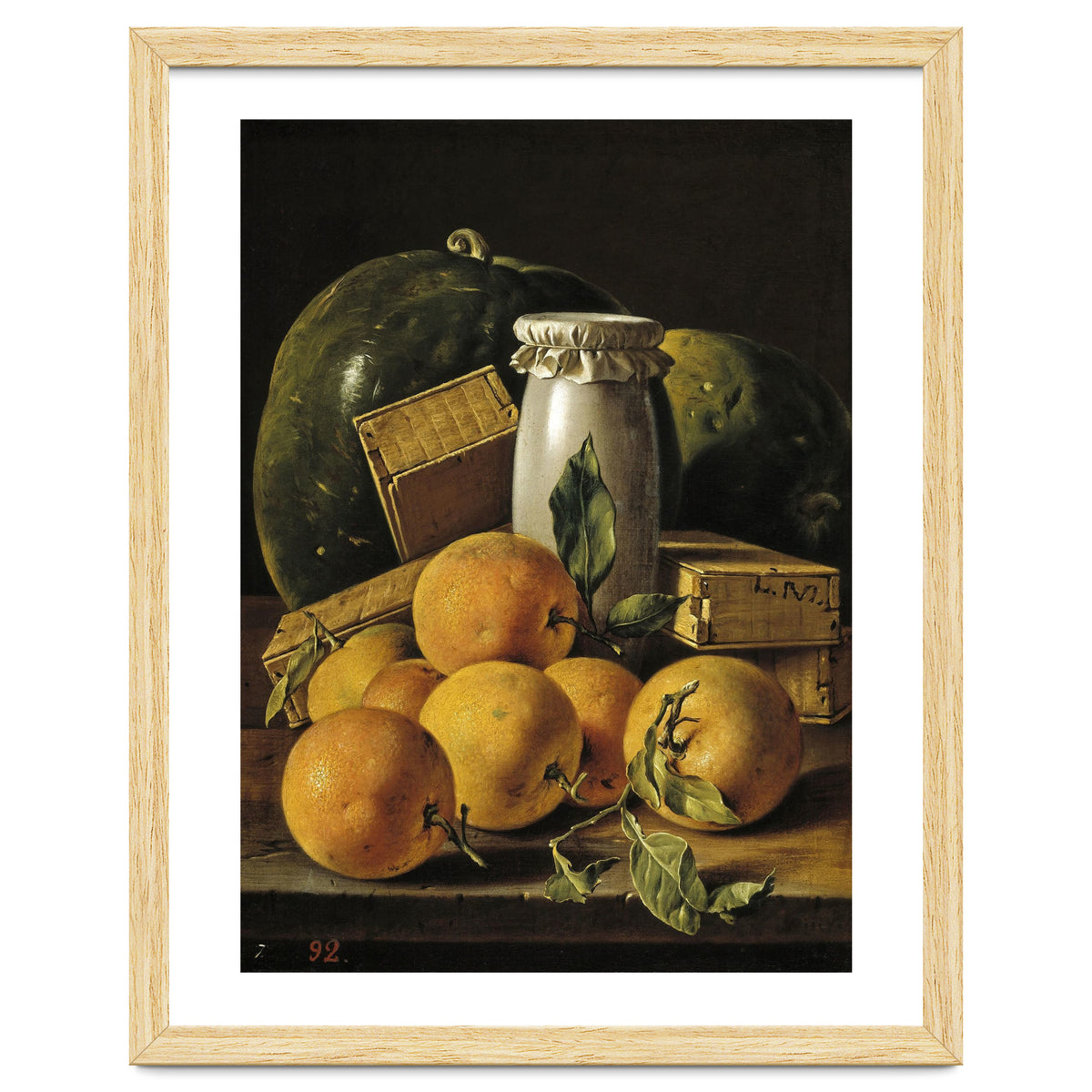 Luis Egidio Meléndez / 'Still Life of Oranges, Watermelon, a Pot, and Boxes of Cake', ca.  1760.
