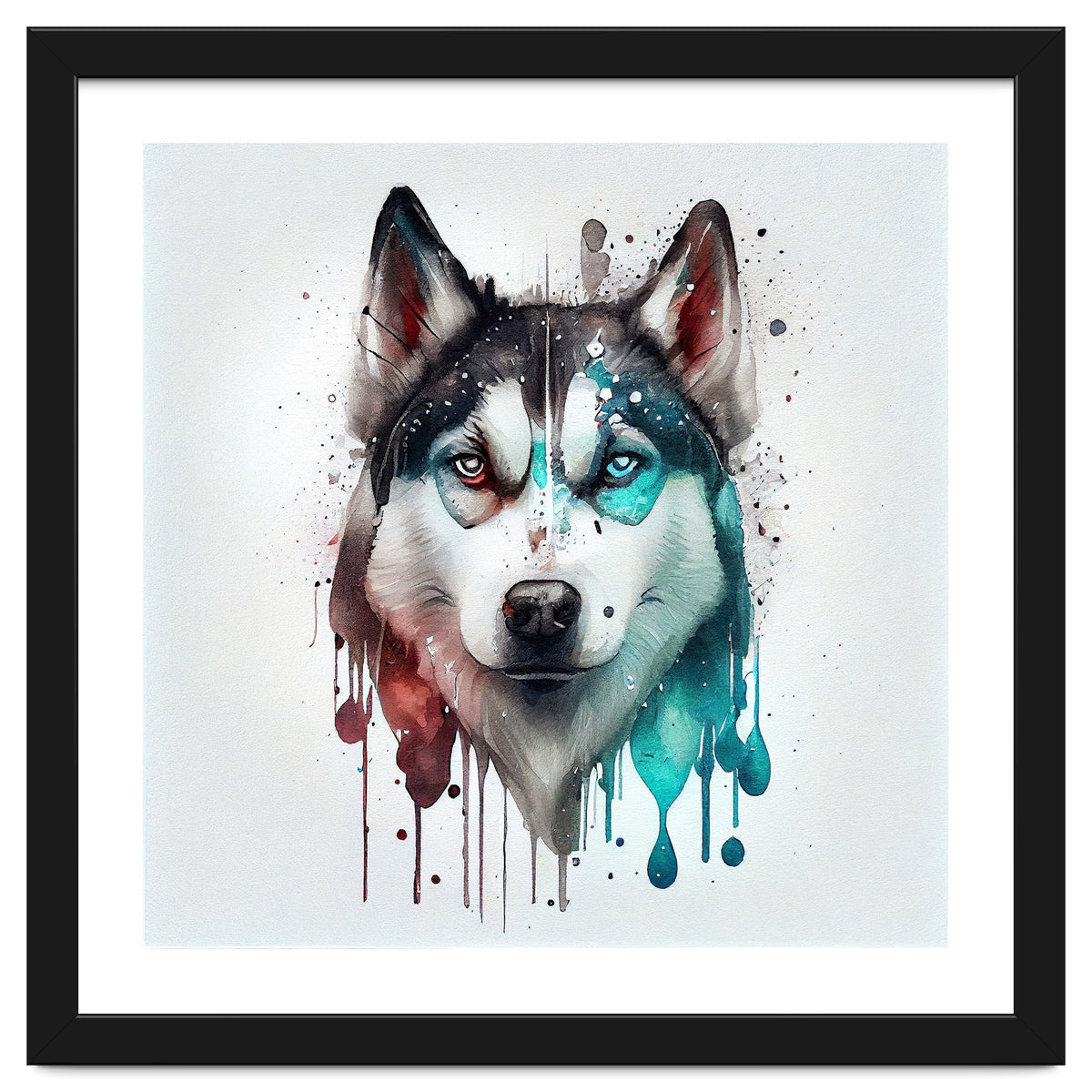 Watercolor Siberian Husky Dog