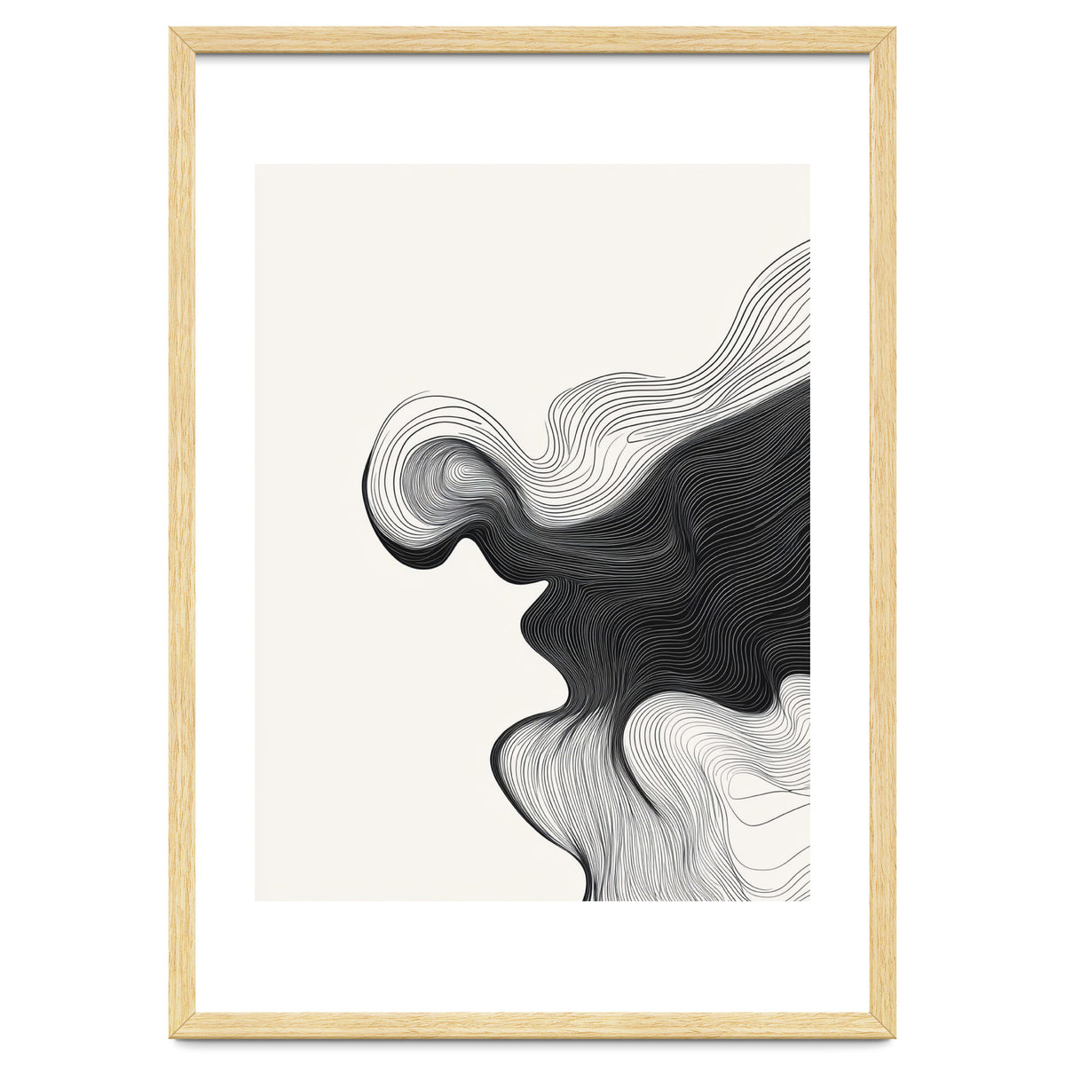 Abstract Black And White Wavy Lines Flowing Organic Shape