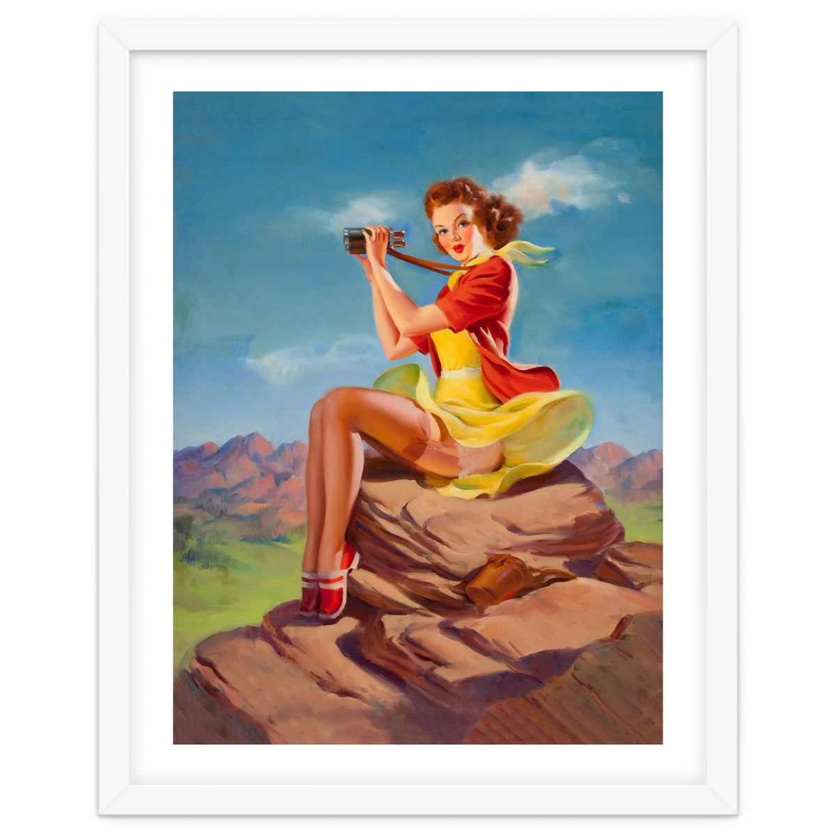 Pinup Sexy Binoculars Girl