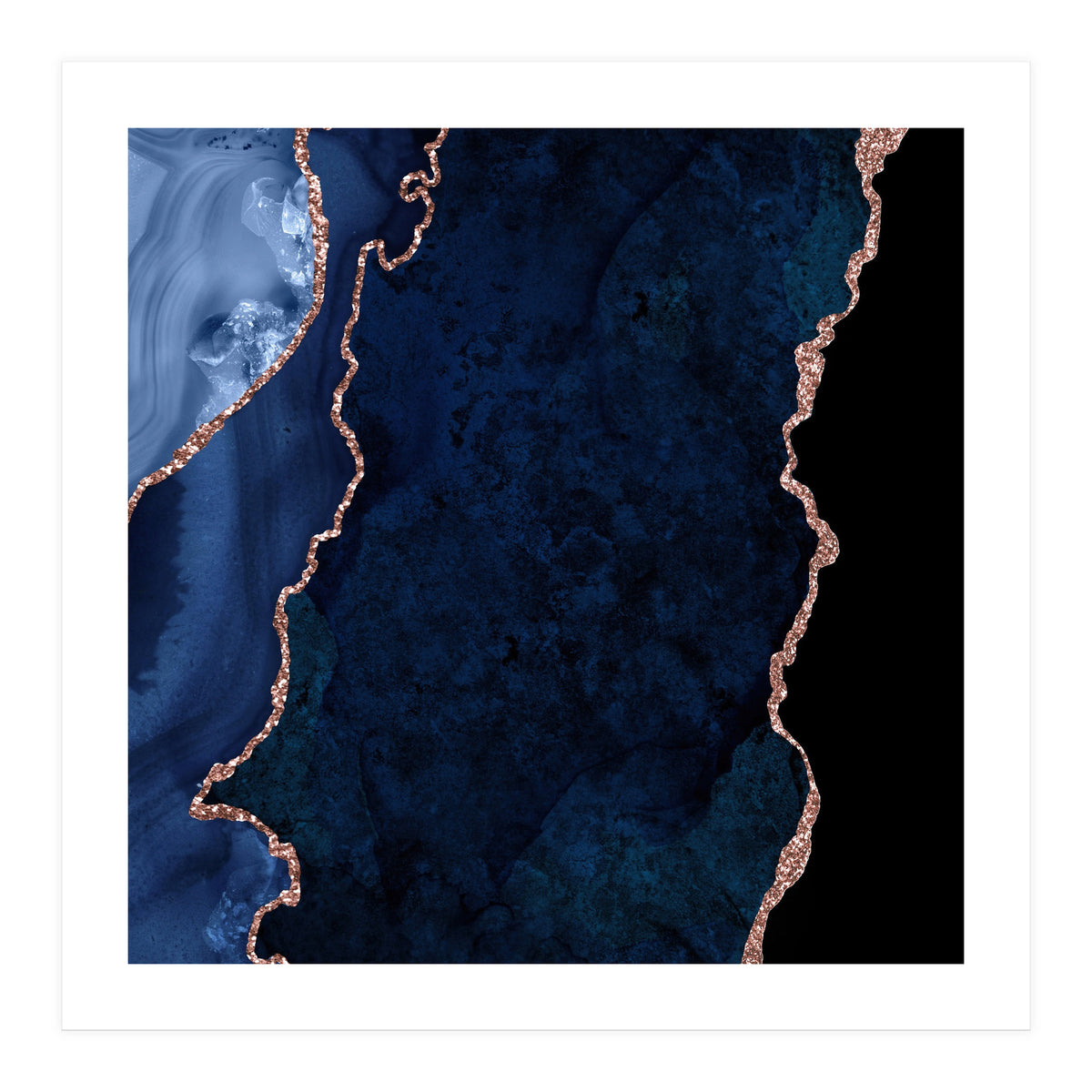 Navy & Rose Gold Agate Texture 15  (Print Only)