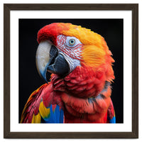 Scarlet Macaw Parrot Close Up Portrait Vivid Colors
