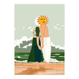 Celestial Union, Sun & Moon Love Couple, Ocean Sea Beach Landscape Nature, Summer Bohemian People (Print Only) thumbnail