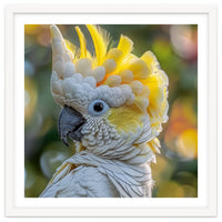 Yellow Crested Cockatoo Bird Close Up Portrait