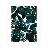 Tropical Nature Monstera Watercolor Painting, Botanical Jungle Dark Palm Illustration (Print Only) thumbnail