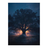 Ancient Mystical Oak Silhouette at Twilight with Ethereal Wisps (Print Only) thumbnail