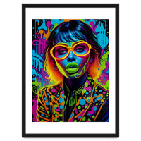 Girl In Glasses Neon Graffiti Art