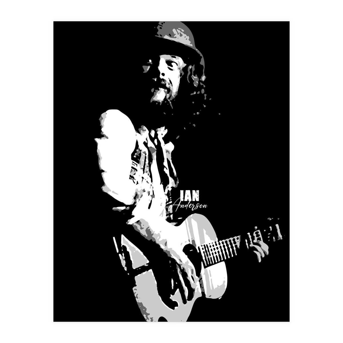Ian Anderson Rock Music Legend in Grayscale (Print Only)