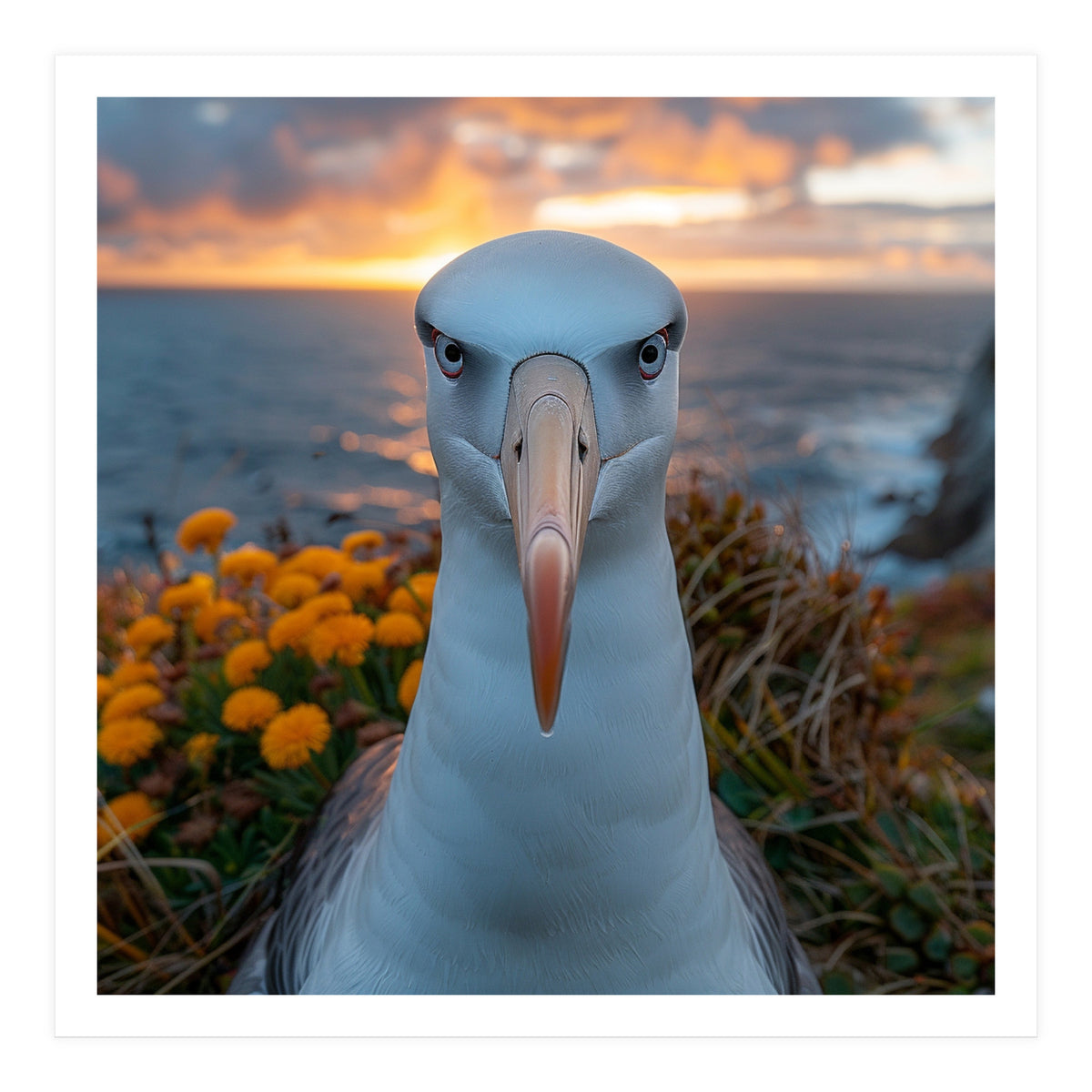 Albatross Bird With Intense Gaze By The Sea (Print Only)