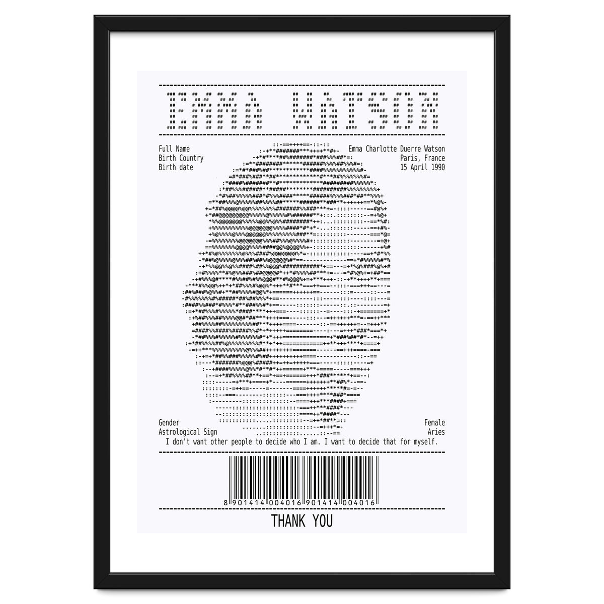 Receipt Art Emma Watson